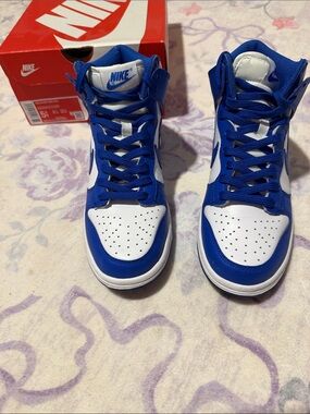 Nike High-Top Sneakers in White and Royal Blue
